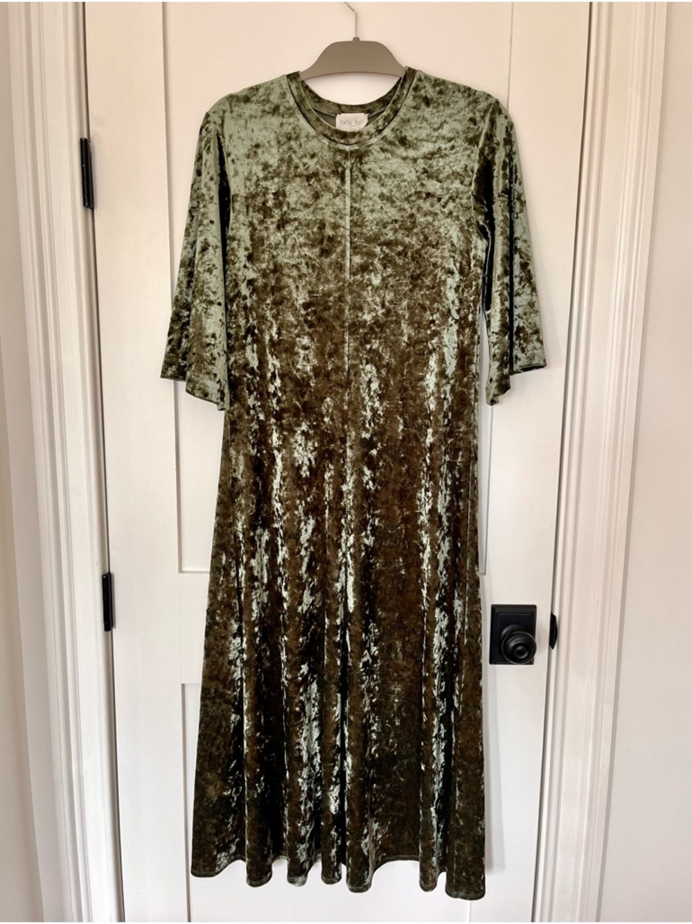 Forte Forte Crushed Velvet Dress in Sage Green